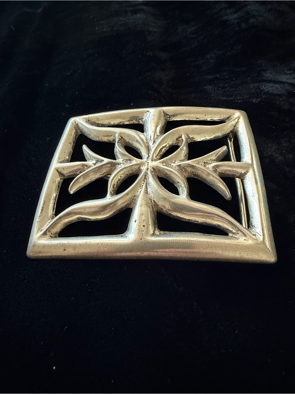 Vintage sterling silver Navajo sandcast belt buckle